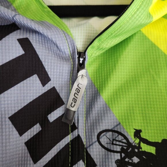 Canari Mens Size M‎ Short Sleeve 1/2 Zip Neon Green Cycling Jersey Pathfinders - Picture 7 of 14